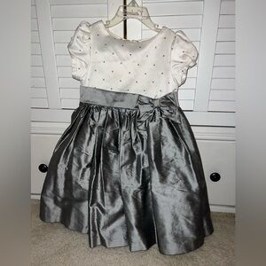 Gymboree Silver and White Formal Girls Silk Dress 4T Holiday Tutu